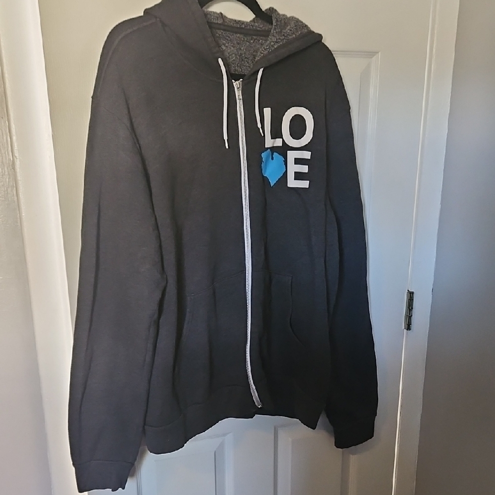 Charcoal Hoodie with Love and Heart Design